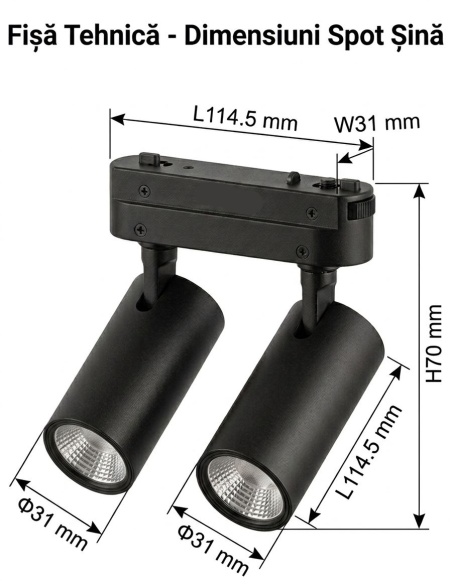 OMNILED SPOT Proiector dublu șina magnetică ultra slim XT 10W 3000K Negru - Img 2