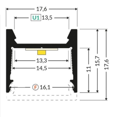 Profil aluminiu aparent HOOD14, alb, lungime 2m - Img 2