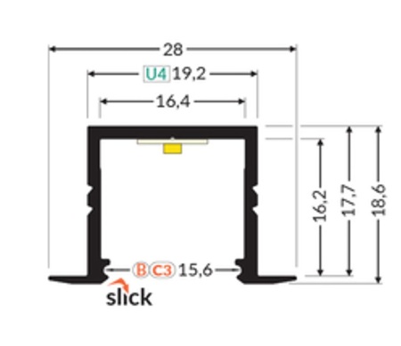 Profil LED încastrat SMART-IN16, aluminiu anodizat, lungime 2m - Img 2