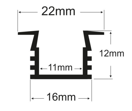 Profil LED tip A206, pentru montaj incastrat, lungime 2m - Img 2