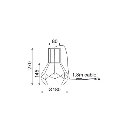 CORP ILUMINAT ACA LIGHTING V371481TC METAL NEGRU MAT TRANSPARENT STICLA E27