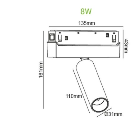 ACA Proiector șina magnetică HUBE MINI 8W 3000/4000K Alb sau Negru - Img 3