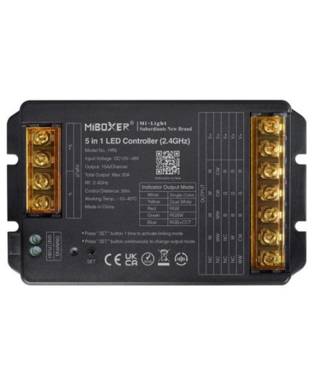 Controler MiBoxer Power 5 în 1 monocolor/CCT/RGB/RGBW/RGB+CCT RF, 30A, 12-24V