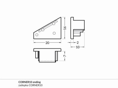 Element capat profil LED Corner10 -set 2buc - Img 4