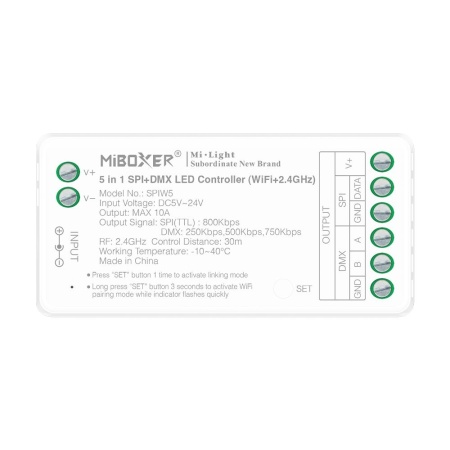 MiBoxer Controler Digital Smart 5 în 1 SPI/DMX WIFI +2.4GH