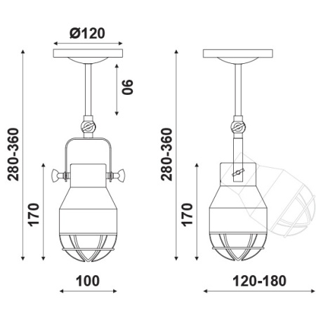 CORP SUSPENDAT ACA LIGHTING EG169901CB METAL NEGRU ALB E27