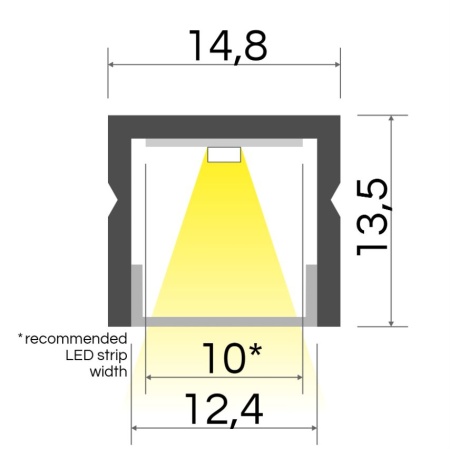 Profil aluminiu aparent BASELYTE-10 HIGH, aluminiu neanodizat, lungime 2m - Img 2