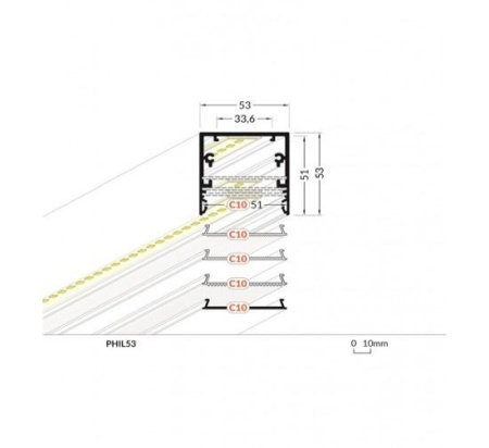 Profil LED aparent PHIL53 C10, negru, lungime 2m - Img 2