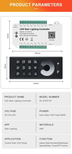 Controler Smart Iluminat Scări 16 Trepte cu telecomandă ,2 senzori și aplicație - Img 3
