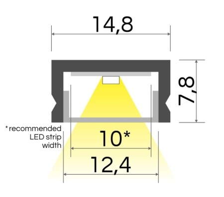 Profil aluminiu aparent BASELYTE-10 LOW, alb, lungime 2m - Img 2