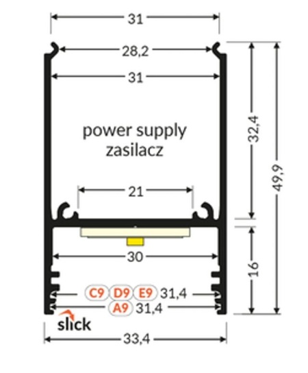 Profil LED aparent COMBO30-01, alb, lungime 2m - Img 2