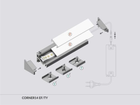 Profil LED de colț CORNER 14, aluminiu anodizat, lungime 2m - Img 5