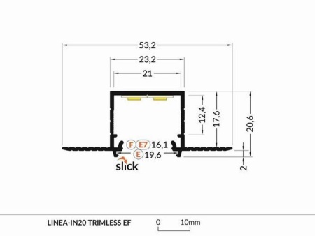 Profil LED încastrat LINEA-IN20 Trimless, aluminiu anodizat, lungime 2m - Img 2