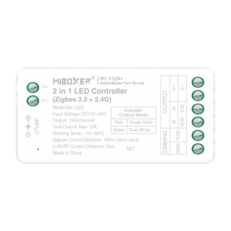 Controler MiBoxer Smart 2 în 1 monocolor/CCT ZIGBEE+RF, 12A, 12-24V