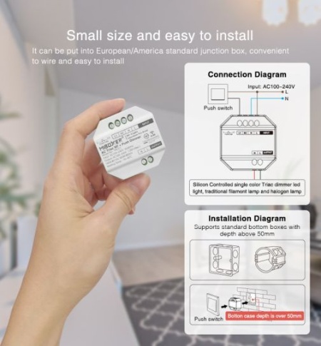 Dimmer Triac RF + Push Dimmer 230V,1.36A 300W - Img 4