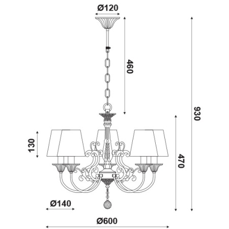 CORP SUSPENDAT ACA LIGHTING EG169885PB METAL ALB PATINAT TEXTIL MULTICOLOR E14