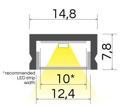Profil aluminiu aparent BASELYTE-10 LOW, negru, lungime 2m - Img 2