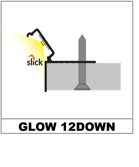 Profil LED aparent GLOW12 DOWN, aluminiu neanodizat, lungime 2m - Img 2
