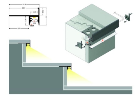 Profil LED de trepte UP-TILE10, aluminiu anodizat, lungime 2m - Img 3