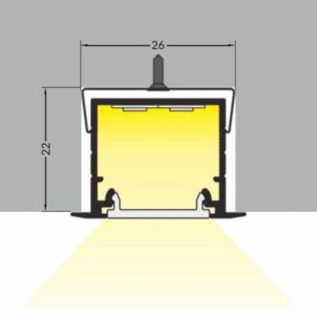 Profil LED încastrat LINEA IN 20, aluminiu neanodizat, lungime 2m - Img 3