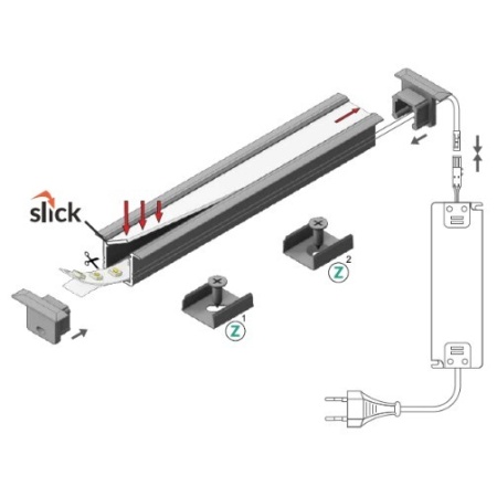 Profil LED încastrat SMART IN 10, aluminiu neanodizat, lungime 2m - Img 4