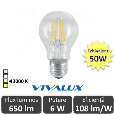 Bec LED Clasic Vivalux 6W 720lm E27 AF60
