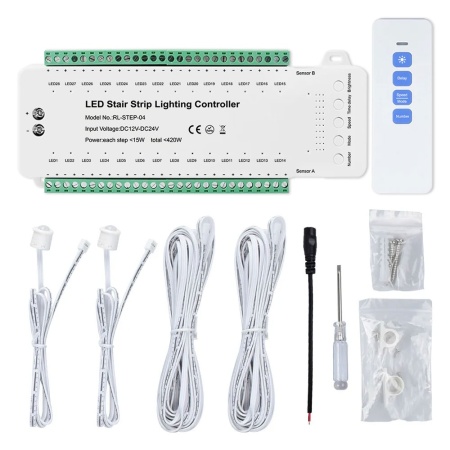 Controler Smart Iluminat Scări 28 Trepte cu telecomandă și 2 senzori - Img 2