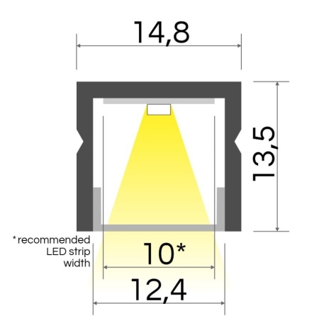 Profil aluminiu aparent BASELYTE-10 HIGH, aluminiu anodizat, lungime 2m - Img 2