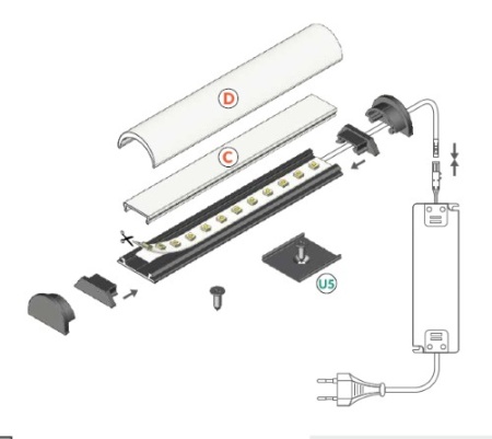 Profil LED aparent ARC 12, aluminiu neanodizat, lungime 2m - Img 2