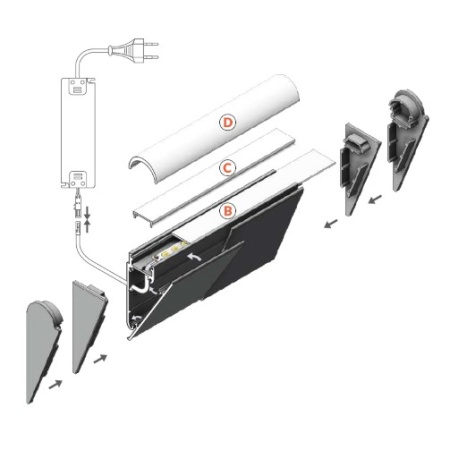 Profil LED aparent WALLE 12, alb, lungime 2m - Img 2