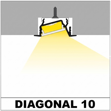 Profil LED încastrat DIAGONAL 10, aluminiu neanodizat, lungime 2m - Img 4