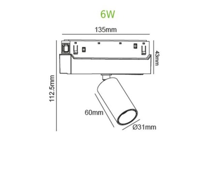 ACA Proiector șina magnetică HUBE MINI 6W 3000/4000K Alb sau Negru - Img 3
