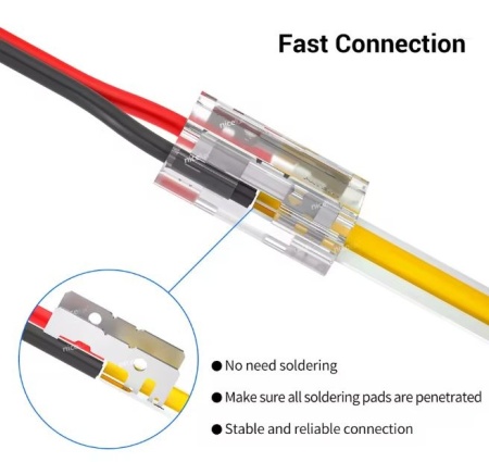 Conector 9-în-1 pentru banda LED SMD/COB monocoloră 8mm 1 bucată - Img 3