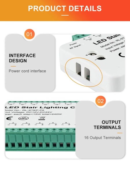 Controler Smart Iluminat Scări 16 Trepte cu telecomandă ,2 senzori și aplicație - Img 4