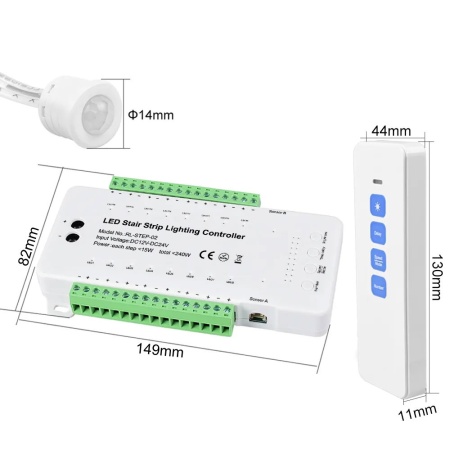 Controler Smart Iluminat Scări 16 Trepte cu telecomandă și 2 senzori - Img 4