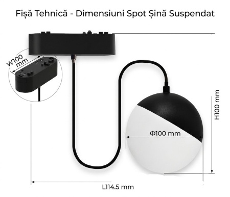 OMNILED GLOBS Proiector glob șina magnetică ultra slim XT 10W 3000K Negru - Img 2