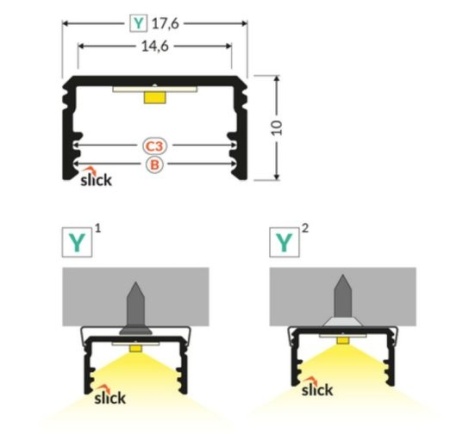 Profil aluminiu aparent UNI14, alb, lungime 2m - Img 2