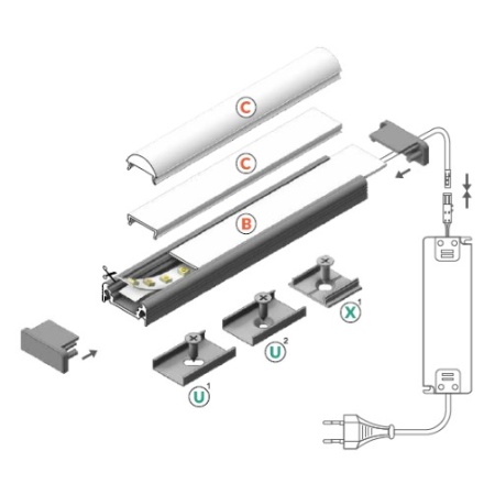 Profil LED aparent SURFACE 10, alb, lungime 2m - Img 2