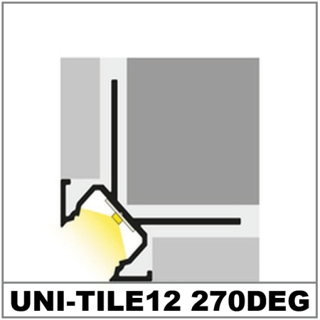 Profil LED încastrat de colț UNI-TILE12 270deg C PLUS, aluminiu anodizat, lungime 2m - Img 6