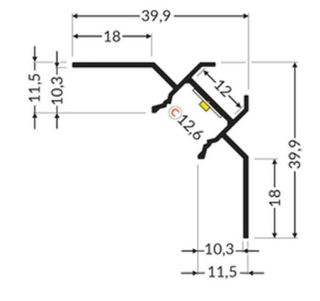 Profil LED încastrat de colț UNI-TILE12 90deg C PLUS, aluminiu anodizat, lungime 2m - Img 2