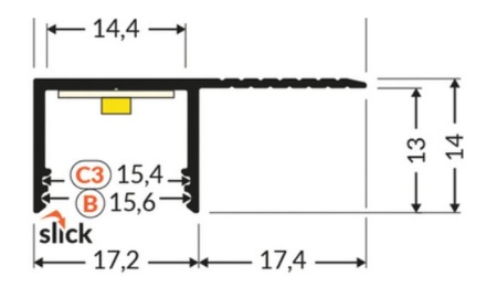 Profil LED încastrat PLANE14 SIDE, aluminiu neanodizat, lungime 2m - Img 2