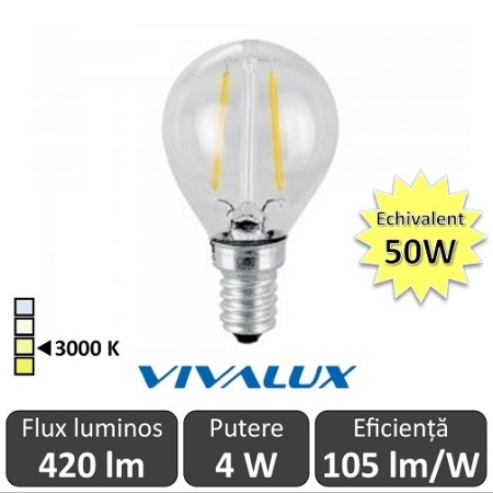 Bec LED Clasic Vivalux 4W 420lm E14 GF45