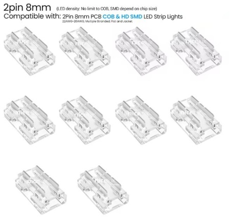 Conector 9-în-1 pentru banda LED SMD/COB monocoloră 8mm 1 bucată - Img 4