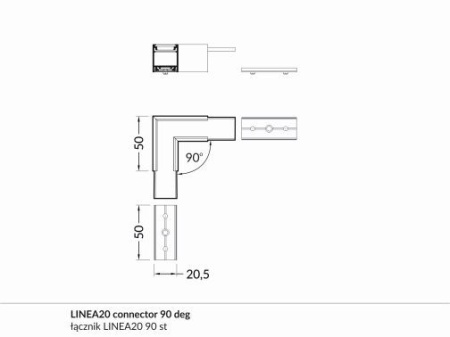 Element colt 90 grade profil LED Linea20 - 1 buc - Img 2