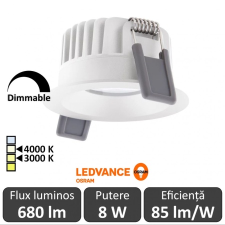 OSRAM Ledvance Spot Led Dimabil 8W Alb 3000/4000K IP44 SP FIX