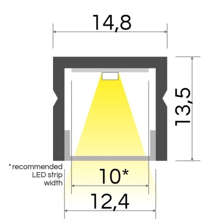Profil aluminiu aparent BASELYTE-10 HIGH, negru, lungime 2m - Img 2