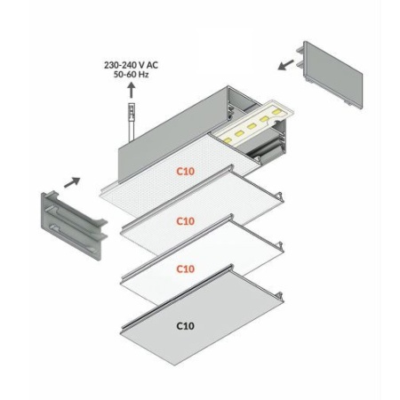Profil LED aparent LOWI C10, alb, lungime 2m - Img 3
