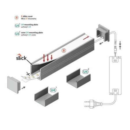 Schema montaj profil LED tip SMART16