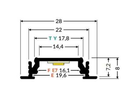 Profil LED încastrat GROOVE14, aluminiu anodizat, lungime 2m - Img 2
