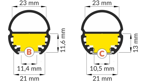 Profil LED mobiler OVAL 20, aluminiu anodizat, lungime 2m - Img 2